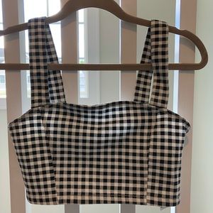 Forever 21 checkered crop top with zipper back